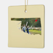 オクラホマ州写真の挿入と町名 セラミックオーナメント (左)