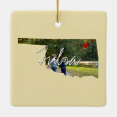 オクラホマ州写真の挿入と町名 セラミックオーナメント (裏面)