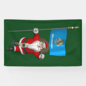 オクラホマ州旗とハッピーサンタクロース 横断幕 (横)