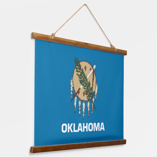 オクラホマ州旗を持つウッドトップウォールタペストリー 吊り下げ型タペストリー (傾斜あり)
