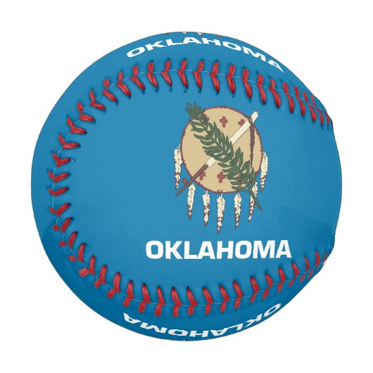 オクラホマ州旗を持つ愛国野球 野球ボール (正面左)
