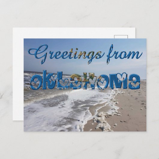 オクラホマ州旗ハートUSAからの挨拶 ポストカード (正面/裏面)