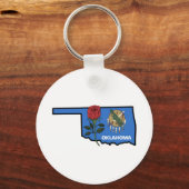 オクラホマ州旗州花バラ キーホルダー (正面)
