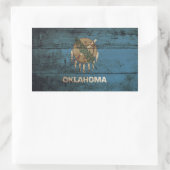 オクラホマ州旗（旧木目） 長方形シール (バッグ)