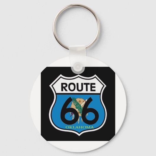 オクラホマ州旗Route 66シールド キーホルダー (正面)