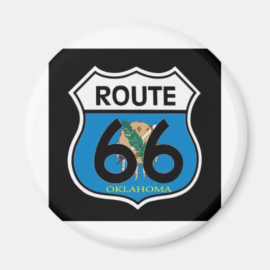 オクラホマ州旗Route 66シールド マグネット (正面)
