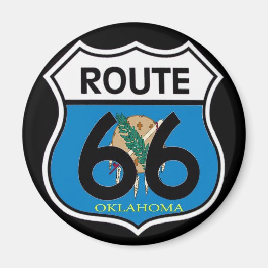 オクラホマ州旗Route 66シールド マグネット (正面)
