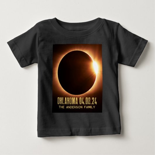 オクラホマ州皆既日食 2024 パーソナライズ ベビーTシャツ (正面)