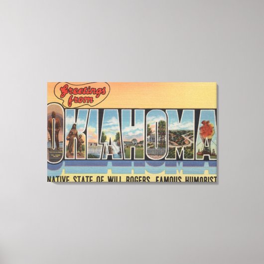 オクラホマ州(ウィル・ロジャーズ先住民州) キャンバスプリント (正面)