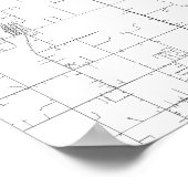 オクラホマ州,タルサ(黒いオンホワイト) ポスター (角)