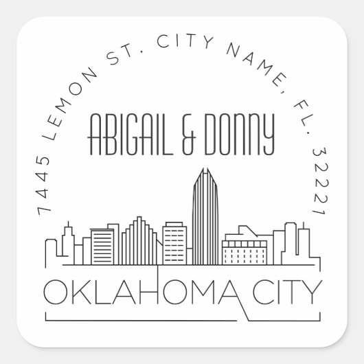 オクラホマ市結婚の事前アドレス封筒用シール スクエアシール (正面)