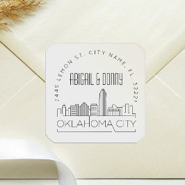 オクラホマ市結婚の事前アドレス封筒用シール スクエアシール