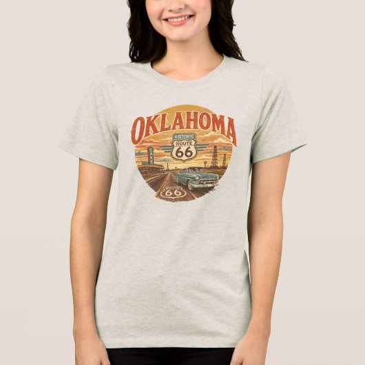 オクラホマ歴史的ルート66ヴィンテージ トライブレンドTシャツ (正面)