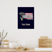 オクラホマ統一された州レトロマップヴィンテージUSA ポスター (キッチン)