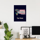 オクラホマ統一された州レトロマップヴィンテージUSA ポスター (ホームオフィス)