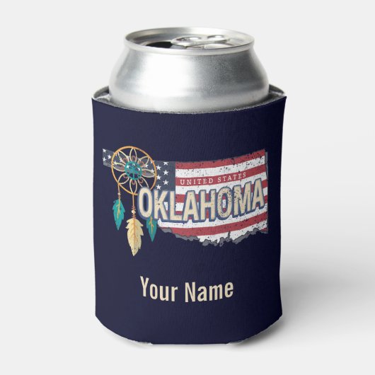 オクラホマ統一された州レトロマップヴィンテージUSA 缶クーラー (缶正面)