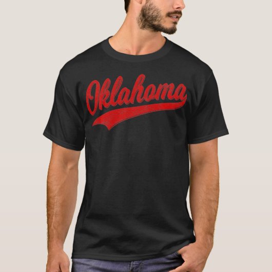 オクラホマ野球スポーツ台本キュラッシブ国旗の声 Tシャツ (正面)