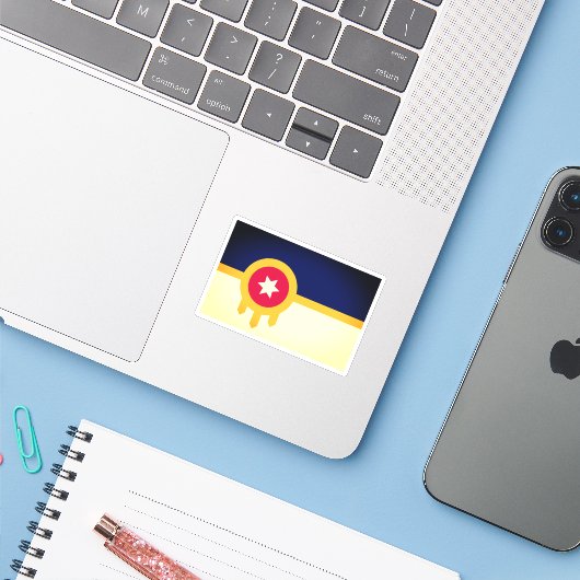 オクラホマ、タルサ国旗 シール (ノートパソコンとiPhone)