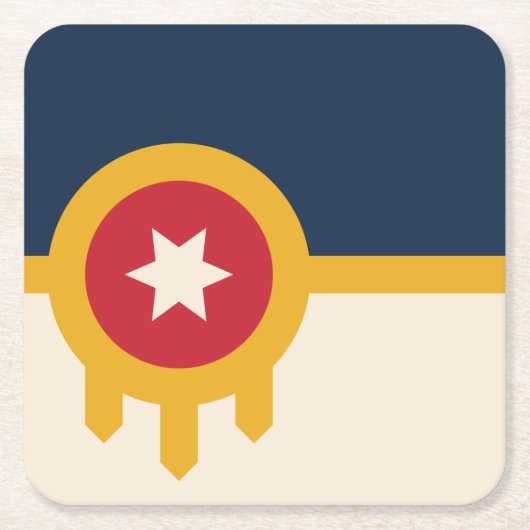 オクラホマ、タルサ国旗 スクエアペーパーコースター (正面)