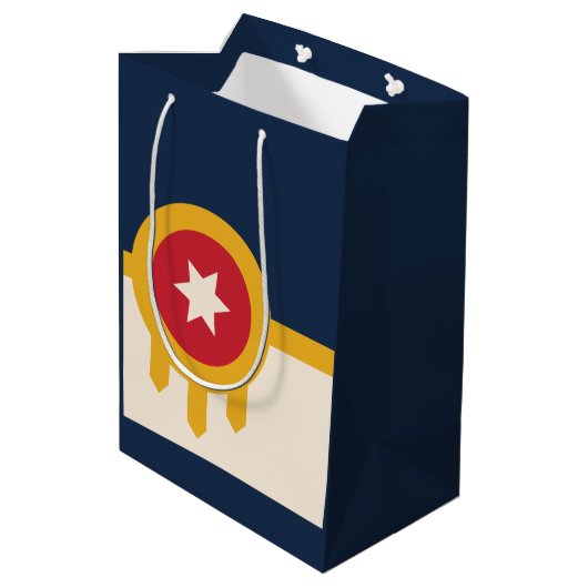 オクラホマ、タルサ国旗 ミディアムペーパーバッグ (裏面アングル)