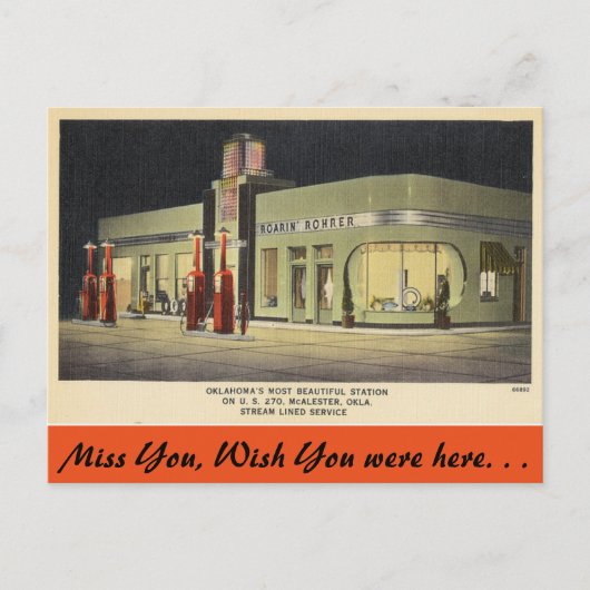 オクラホマ、ロアリン・ローラー、マカレスター ポストカード (正面)