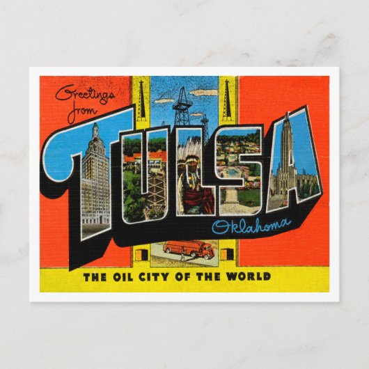 オクラホマ・ヴィンテージ・トラベル、タルサからの挨拶 ポストカード (正面)