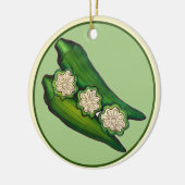 オクラポッドベジベジタブルグムボサザンフード セラミックオーナメント (左)