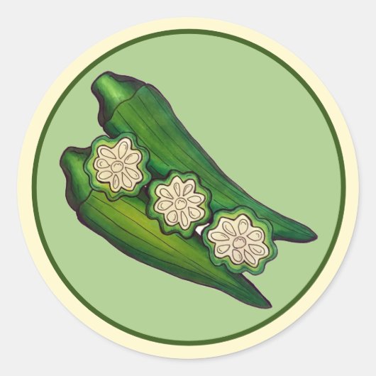 オクラポッドベジベジタブルグムボサザンフード ラウンドシール (正面)