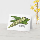 オクラ漫画イラストレーション カード (黄色い花)