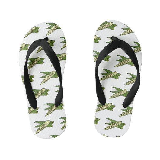 オクラ漫画イラストレーション キッズビーチサンダル (フットベッド)