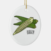 オクラ漫画イラストレーション セラミックオーナメント (右)