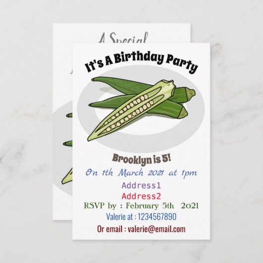 オクラ漫画イラストレーション 招待状 (正面/裏面)