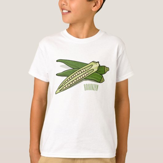 オクラ漫画イラストレーション Tシャツ (正面)