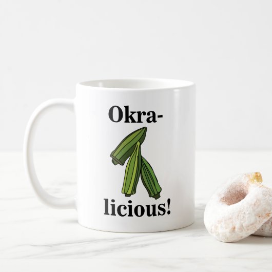 オクラ野菜ヴィーガン料理好き コーヒーマグカップ (ドーナツ)
