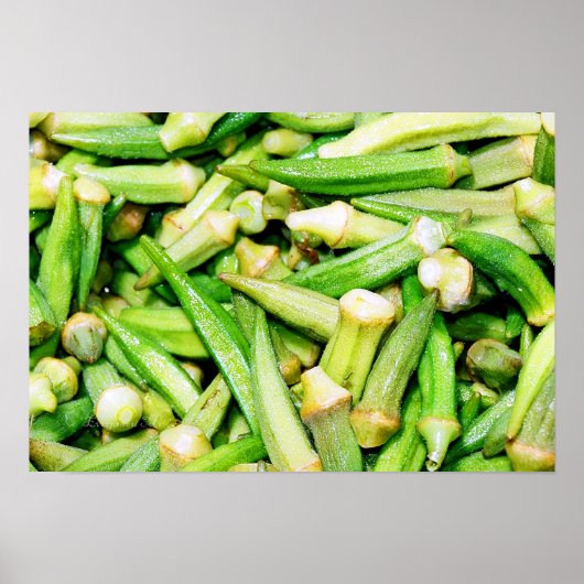 オクラ青野菜の静物詩 ポスター (正面)