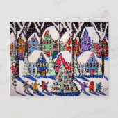 オクリスマスツリーキャロラーズウィンターフォークアートポストカード シーズンポストカード (正面)