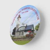 オグデンズバーグハーバーライトハウスニューヨーククロック ラウンド壁時計 (傾斜)