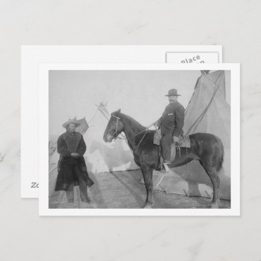 オグララのチーフ「ロッキーベア」とホワイト ポストカード (正面/裏面)