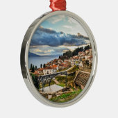 オグリッド、マケドニアのパノラマビュー メタルオーナメント (右)