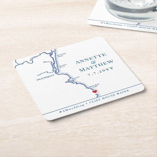 オグンクットメイン結婚マップのカクテルアワー スクエアペーパーコースター (アングル)