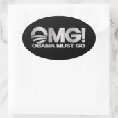 オグ!オバマは行かねばならない(シルバー) 楕円形シール (バッグ)