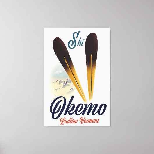 オケモ·ルドロー·バーモント·スキーのポスター キャンバスプリント (正面)