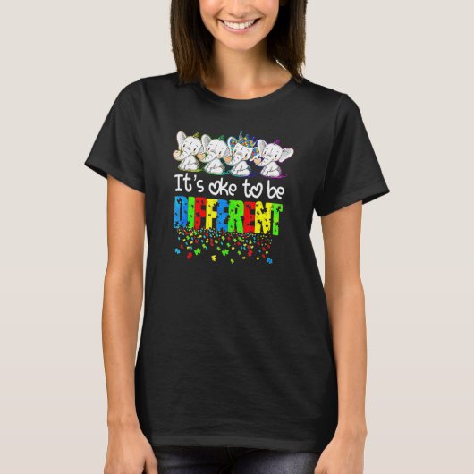 オケ自閉症啓発マザーかわいいゾウDIF Tシャツ (正面)