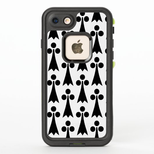 オコジョの模様, 中世の模様, 白地に黒 LifeProof iPhoneケース (裏面)