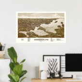 オコノモウク, WIパノラママップ – 1885 ポスター (ホームオフィス)