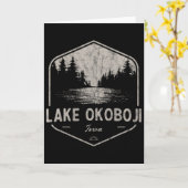 オコボジ湖 アイオワ州アウトドア ヴィンテージ カード (黄色い花)