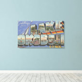 オコボジ湖，アイオワ州 – ラージレターシーン キャンバスプリント (インサイチュ (ウッドフロア))