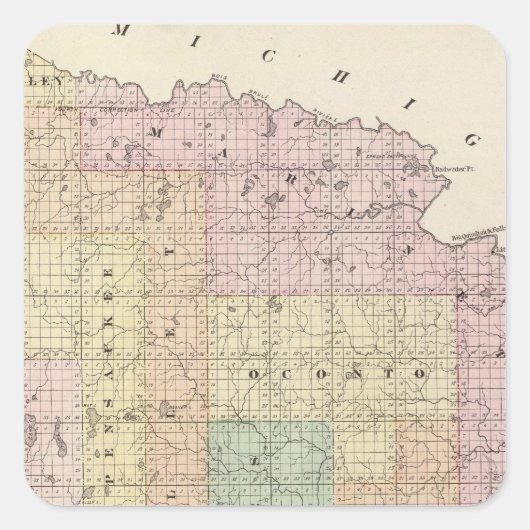 オコント郡北部の地図 スクエアシール (正面)