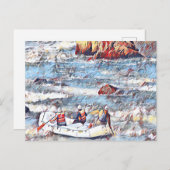 オコーリバーテネシー湖ホワイトウォーター絵画ラフティング ポストカード (正面/裏面)