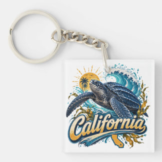 オサガメ カリフォルニア 海岸アート キーホルダー